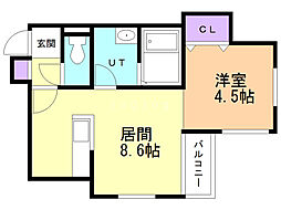 プラトリーナ澄川 1LDKの間取図画像