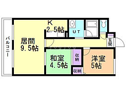 リージェンス平岸 2LDKの間取図画像
