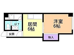 ノースランド桑島2 1DKの間取図画像