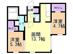 JANUSresidences平岸EAST 2LDKの間取図画像