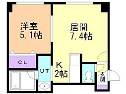 レクレール澄川 1LDKの間取図画像