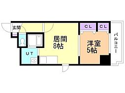 パークヒルズ中の島21 1LDKの間取図画像