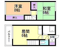 サイレンス平岸 2DKの間取図画像