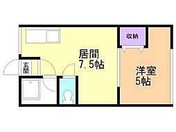 シティハイムミルフィール 1LDKの間取図画像