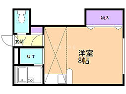 アパルトマン中の島 ワンルームの間取図画像