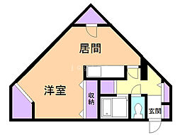 あっぷる家 1DKの間取図画像