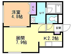 ブランノワールメザノッテ平岸 1LDKの間取図画像