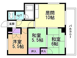 平岸グランドハイツ 3LDKの間取図画像