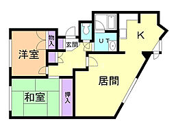 西岡サンマウンテンシャトー29 2LDKの間取図画像