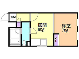 ファーストコート美園 1DKの間取図画像