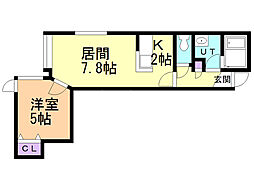 ラ・フォレスタ2 1LDKの間取図画像