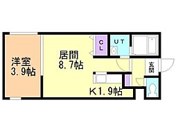 コムズ平岸 1LDKの間取図画像