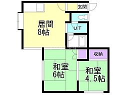 スクエア 2LDKの間取図画像