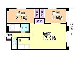 カノントヨヒラ 2LDKの間取図画像