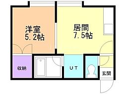 第30森宅建マンション 1DKの間取図画像