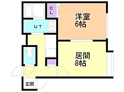 シード豊平 1LDKの間取図画像