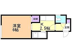 プラザイン福住A 1Kの間取図画像