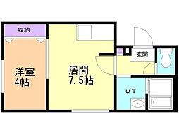 ラフィーネ豊平公園3 1DKの間取図画像