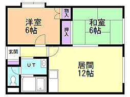 鈴掛ハイツ 2LDKの間取図画像