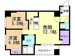 F006 2LDKの間取図画像