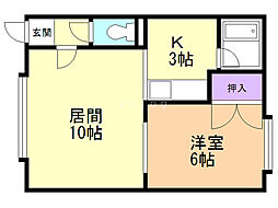 さくらハイツ 1LDKの間取図画像