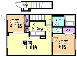 ジェルメクラール 2LDKの間取図画像