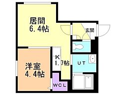 インフィニティ美園 1LDKの間取図画像