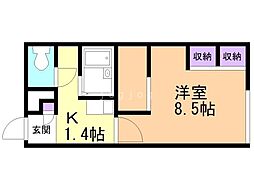 レオパレスグランデカーサ 1Kの間取図画像