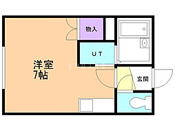 シエル中の島 ワンルームの間取図画像