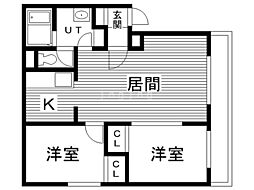 クレスト6・6 2LDKの間取図画像