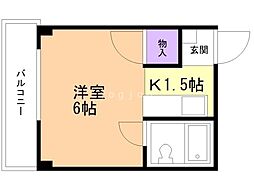 タイム15 1Kの間取図画像