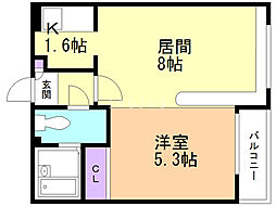 ハウスオブリザ平岸壱番館 1LDKの間取図画像