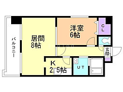 アヴィンズ平岸 1LDKの間取図画像