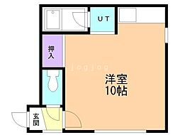 札幌市営東豊線 美園駅 徒歩6分の賃貸アパート 3階ワンルームの間取り