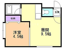 アークコート月寒東 1LDKの間取図画像