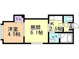 レジデンス北門 1LDKの間取図画像