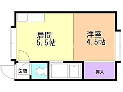 モアクレスト平岸 1DKの間取図画像