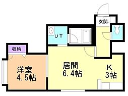 モンレーヴ 1LDKの間取図画像