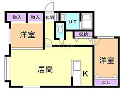 マンションくるみ 2LDKの間取図画像