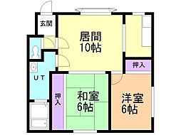 グリーンシャルマンC 2LDKの間取図画像