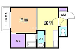エクセレントハウス豊平37 1DKの間取図画像