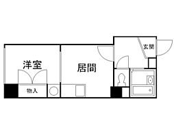 メゾンエクレーレ中の島 ワンルームの間取図画像