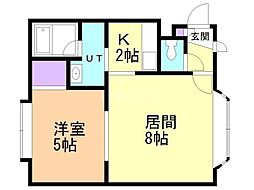 フォーサイト南34 1LDKの間取図画像