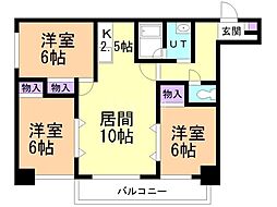 グレイス北野 3LDKの間取図画像