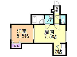 パークタウン中の島 1LDKの間取図画像