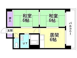 ベルフロント札幌美しが丘 2DKの間取図画像