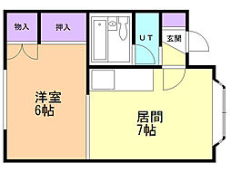 丸藤マンション 1階1DKの間取り
