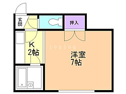ヒュース美園Ａ 1階1Kの間取り