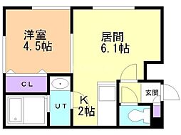 Ｆｉｌｌ　Ｒｉｓｅ 2階1LDKの間取り