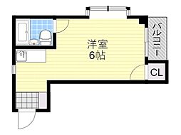 阪急京都本線 相川駅 徒歩8分の賃貸アパート 2階ワンルームの間取り